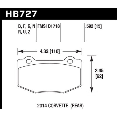 Hawk Performance Ceramic Brakes Pads Camaro 6th Gen Rear (SS/1LE)