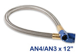 NOS Stainless Steel Braided Hose -4AN to -3AN 1-foot Blue