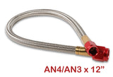 NOS Stainless Steel Braided Hose -4AN to -3AN 1-foot Red