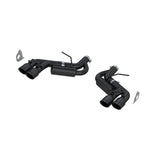 3in. Axle-Back. Dual Rear Exit. Quad Tip. Black Coated Aluminized Steel.