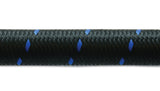 5ft Roll of Black Blue Nylon Braided Flex Hose; AN Size: -6; Hose ID 0.34