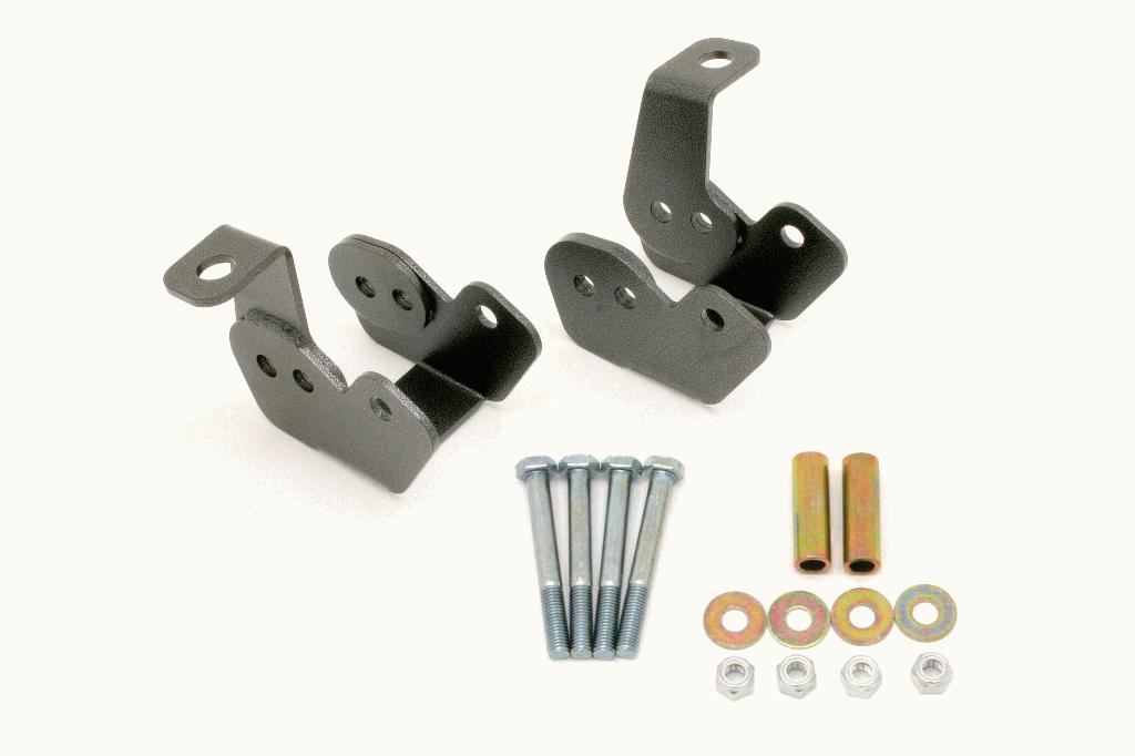 Control arm relocation brackets, bolt-on
