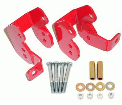 Control arm relocation brackets, bolt-on