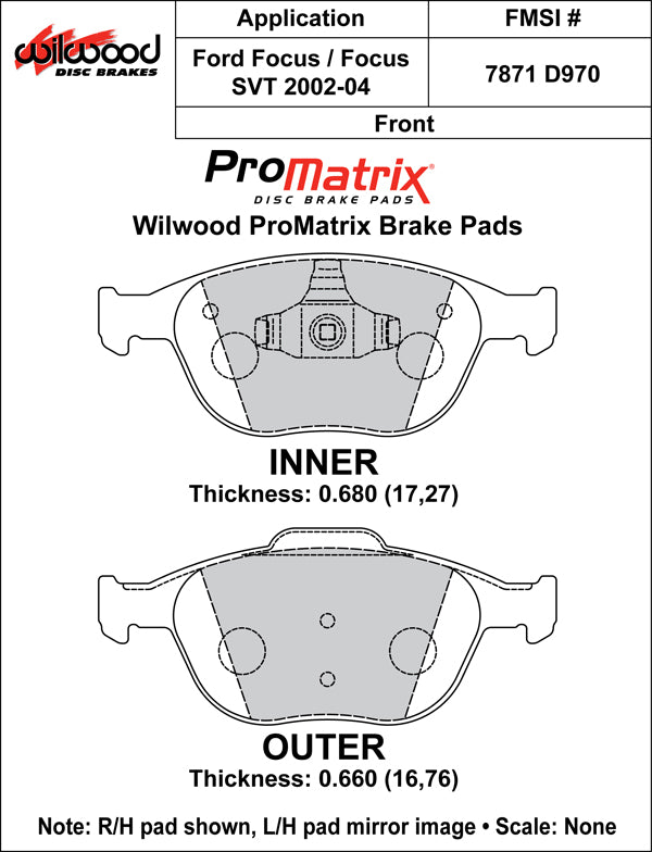 Wilwood Brake Pads - D970 Pad Shape