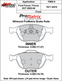 Wilwood Brake Pads - D970 Pad Shape