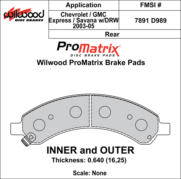 Wilwood Brake Pads - D989 Pad Shape
