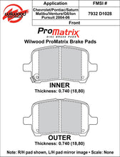 Load image into Gallery viewer, Wilwood Brake Pads - D1028 Pad Shape