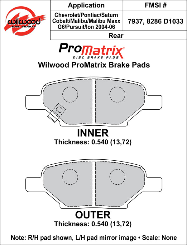 Wilwood Brake Pads - D1033 Pad Shape