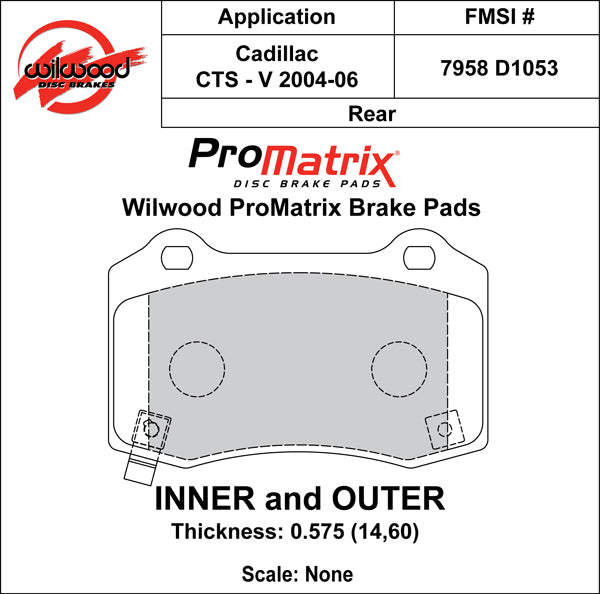 Wilwood Brake Pads - D1053 Pad Shape