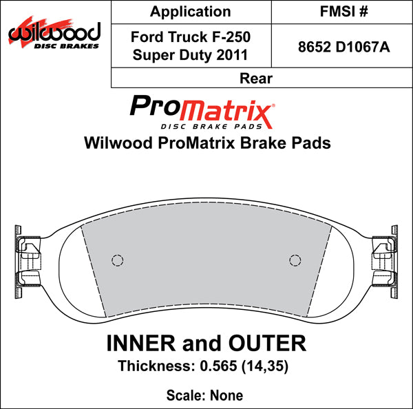 Wilwood Brake Pads - D1067A Pad Shape