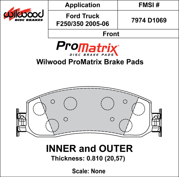 Wilwood Brake Pads - D1069 Pad Shape