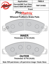 Load image into Gallery viewer, Wilwood Brake Pads - D1092 Pad Shape