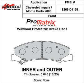 Wilwood Brake Pads - D1159 Pad Shape