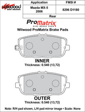 Load image into Gallery viewer, Wilwood Brake Pads - D1180 Pad Shape