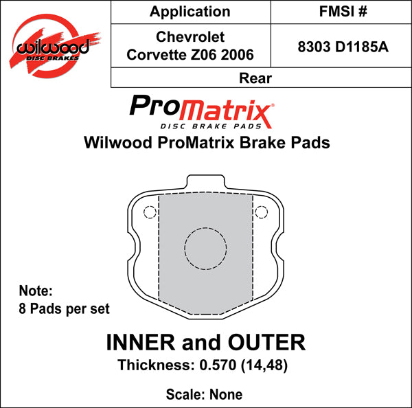 Wilwood Brake Pads - D1185A Pad Shape