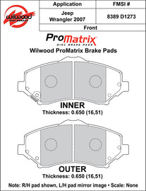 Wilwood Brake Pads - D1273 Pad Shape