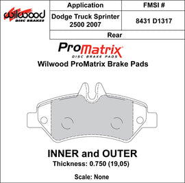 Wilwood Brake Pads - D1317 Pad Shape