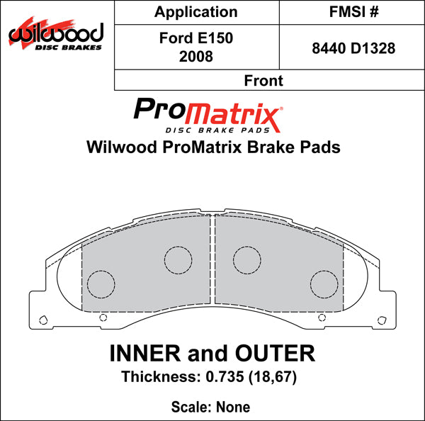 Wilwood Brake Pads - D1328 Pad Shape