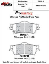 Load image into Gallery viewer, Wilwood Brake Pads - D1352 Pad Shape