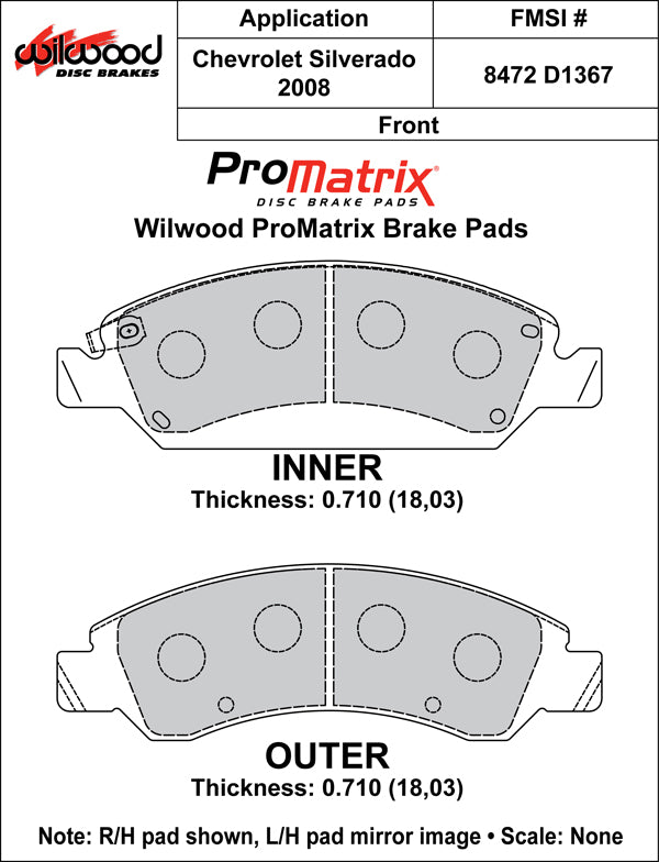 Wilwood Brake Pads - D1367 Pad Shape