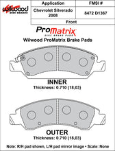 Load image into Gallery viewer, Wilwood Brake Pads - D1367 Pad Shape