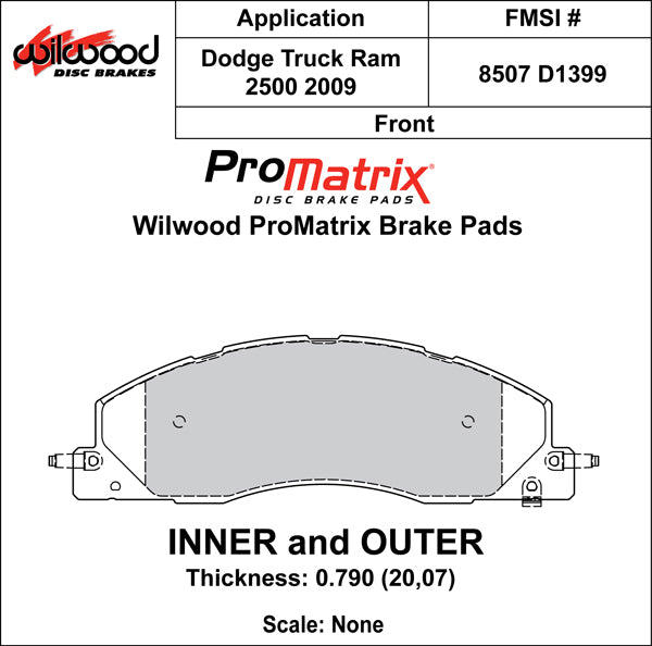 Wilwood Brake Pads - D1399 Pad Shape