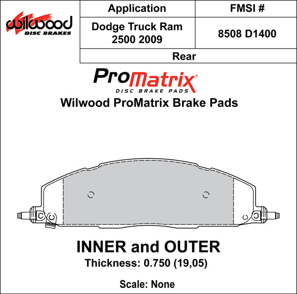 Wilwood Brake Pads - D1400 Pad Shape