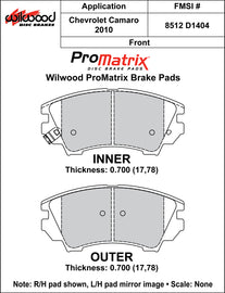 Wilwood Brake Pads - D1404 Pad Shape