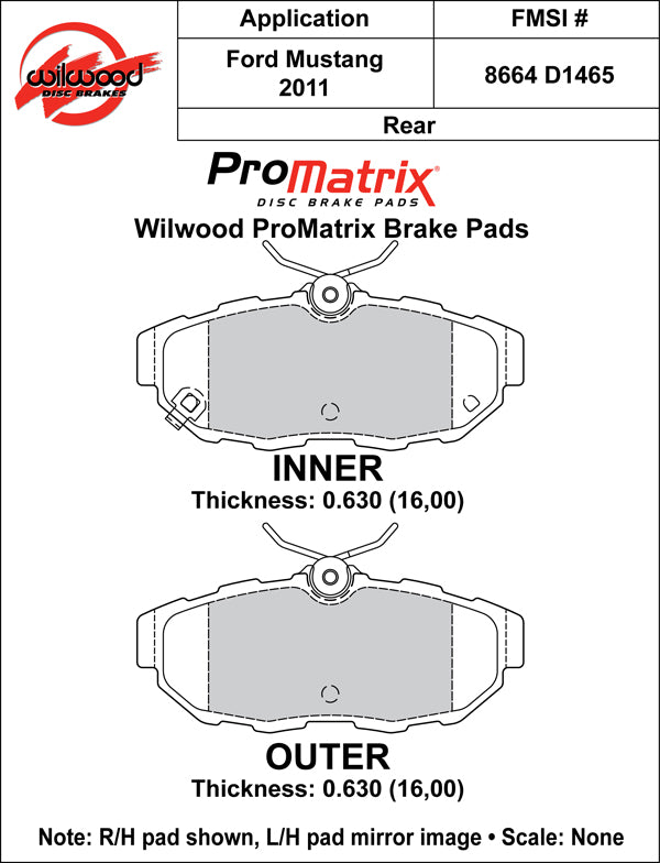 Wilwood Brake Pads - D1465 Pad Shape