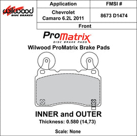 Wilwood Brake Pads - D1474 Pad Shape
