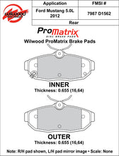 Load image into Gallery viewer, Wilwood Brake Pads - D1562 Pad Shape