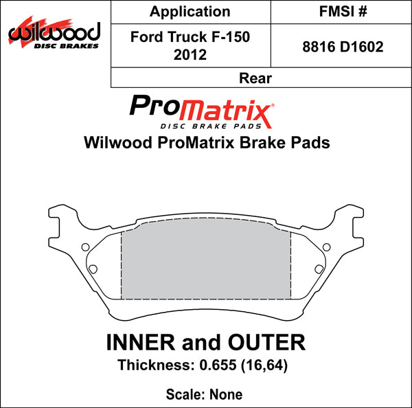 Wilwood Brake Pads - D1602 Pad Shape