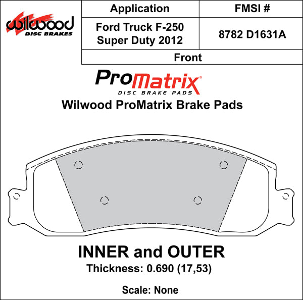 Wilwood Brake Pads - D1631A Pad Shape