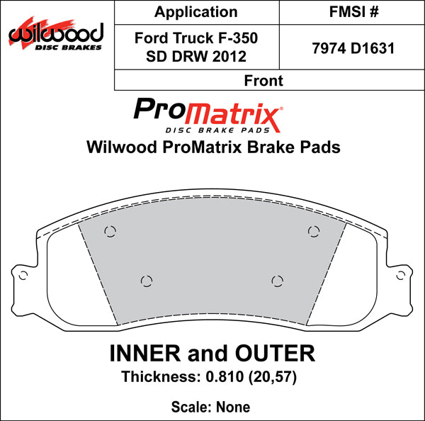 Wilwood Brake Pads - D1631 Pad Shape