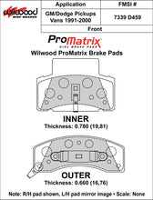 Load image into Gallery viewer, Wilwood Brake Pads - D459 Pad Shape