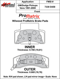Wilwood Brake Pads - D459 Pad Shape