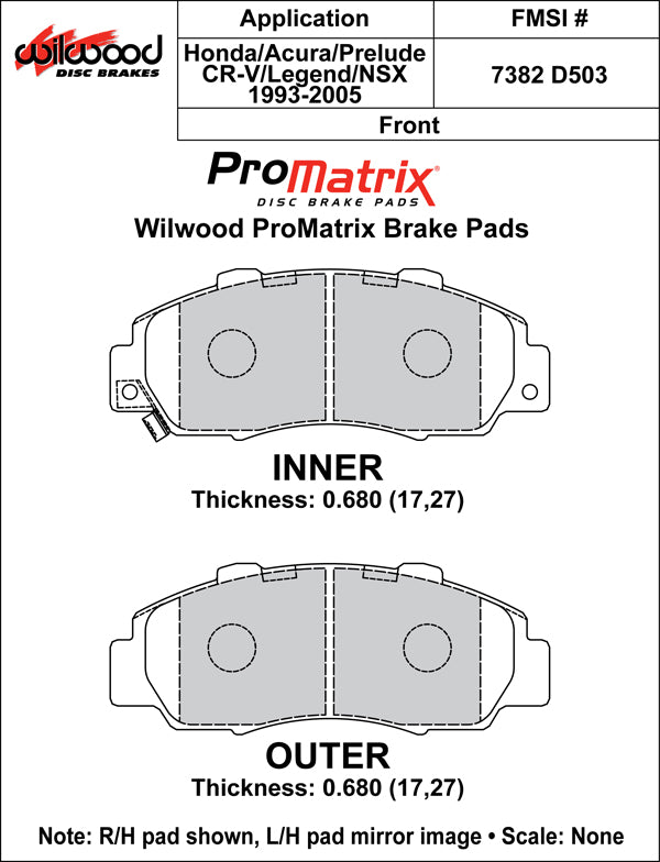 Wilwood Brake Pads - D503 Pad Shape