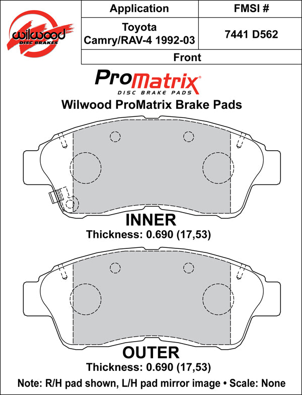 Wilwood Brake Pads - D562 Pad Shape