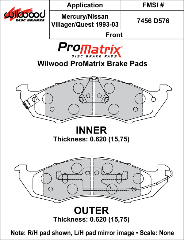 Wilwood Brake Pads - D576 Pad Shape