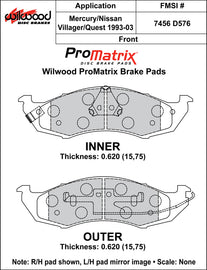 Wilwood Brake Pads - D576 Pad Shape