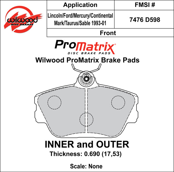Wilwood Brake Pads - D598 Pad Shape