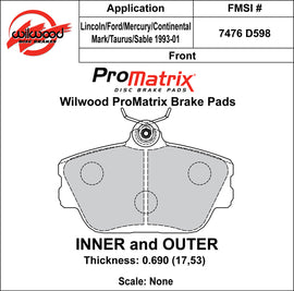 Wilwood Brake Pads - D598 Pad Shape