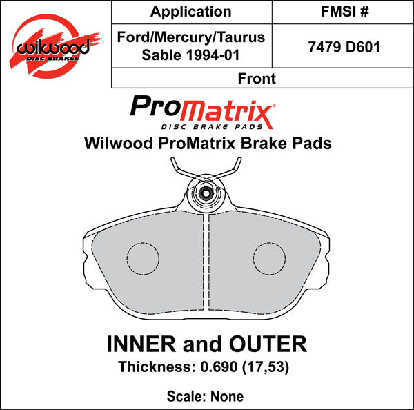 Wilwood Brake Pads - D601 Pad Shape