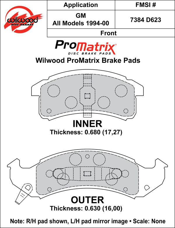 Wilwood Brake Pads - D623 Pad Shape