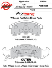 Load image into Gallery viewer, Wilwood Brake Pads - D623 Pad Shape