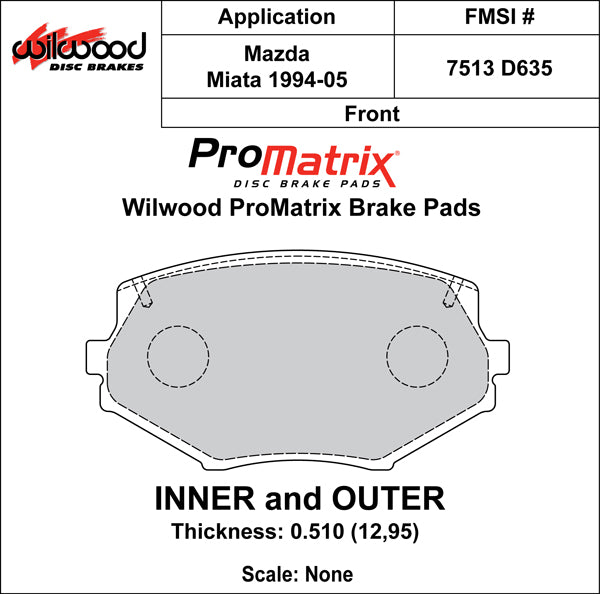 Wilwood Brake Pads - D635 Pad Shape