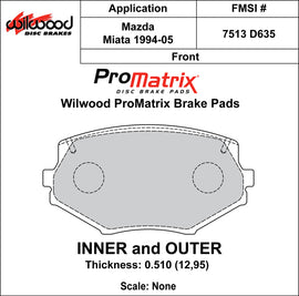 Wilwood Brake Pads - D635 Pad Shape
