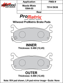 Wilwood Brake Pads - D636 Pad Shape
