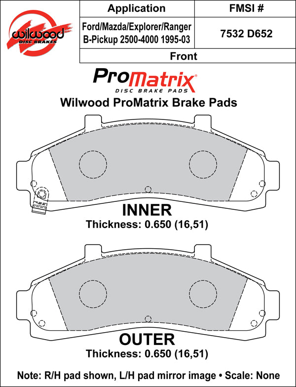 Wilwood Brake Pads - D652 Pad Shape