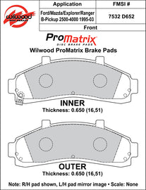 Wilwood Brake Pads - D652 Pad Shape